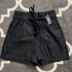 Express Black High-Waist Tie-Front Shorts